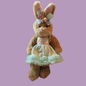 The Bearington Collection Stuffed Bunny with Dress Great For An Easter Basket